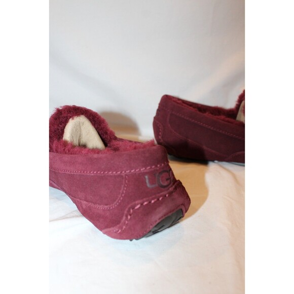NIB UGG Men's ASCOT Suede Shearling Lined Slip On Moccasin Slippers WINE SZ 9 - Picture 4 of 5